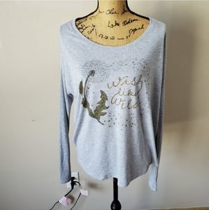 Sevenly Gray Wish Like Wild Long Sleeve Blouse Size Medium